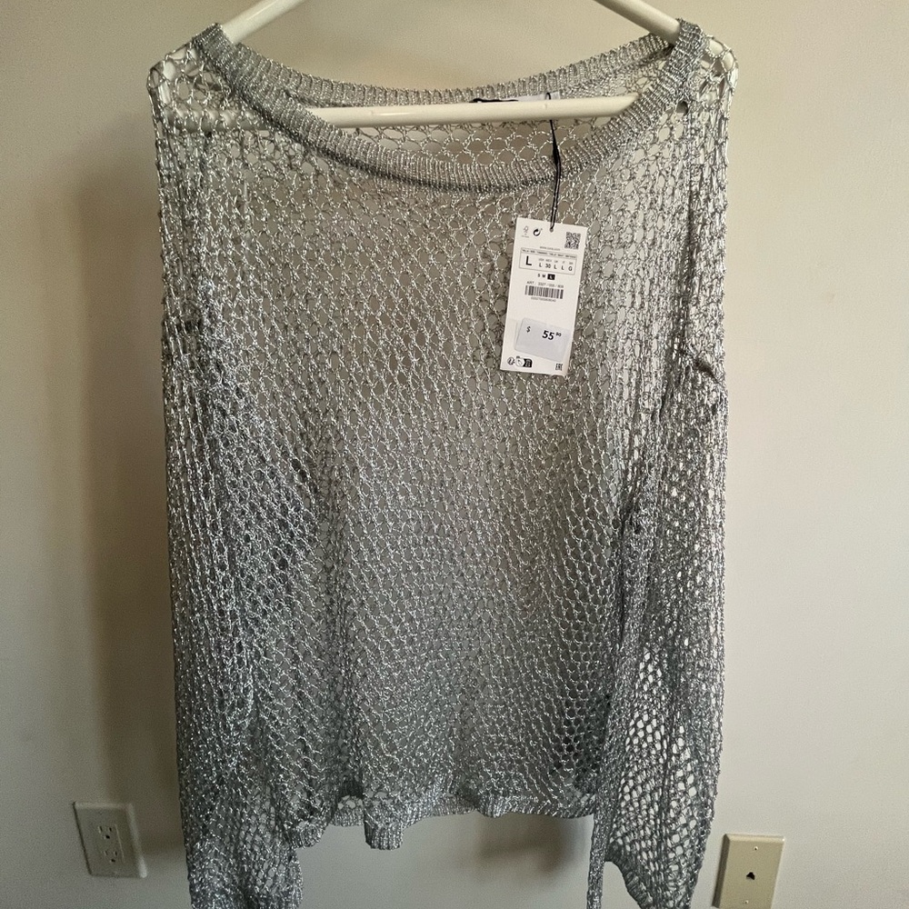 Zara silver top NWT